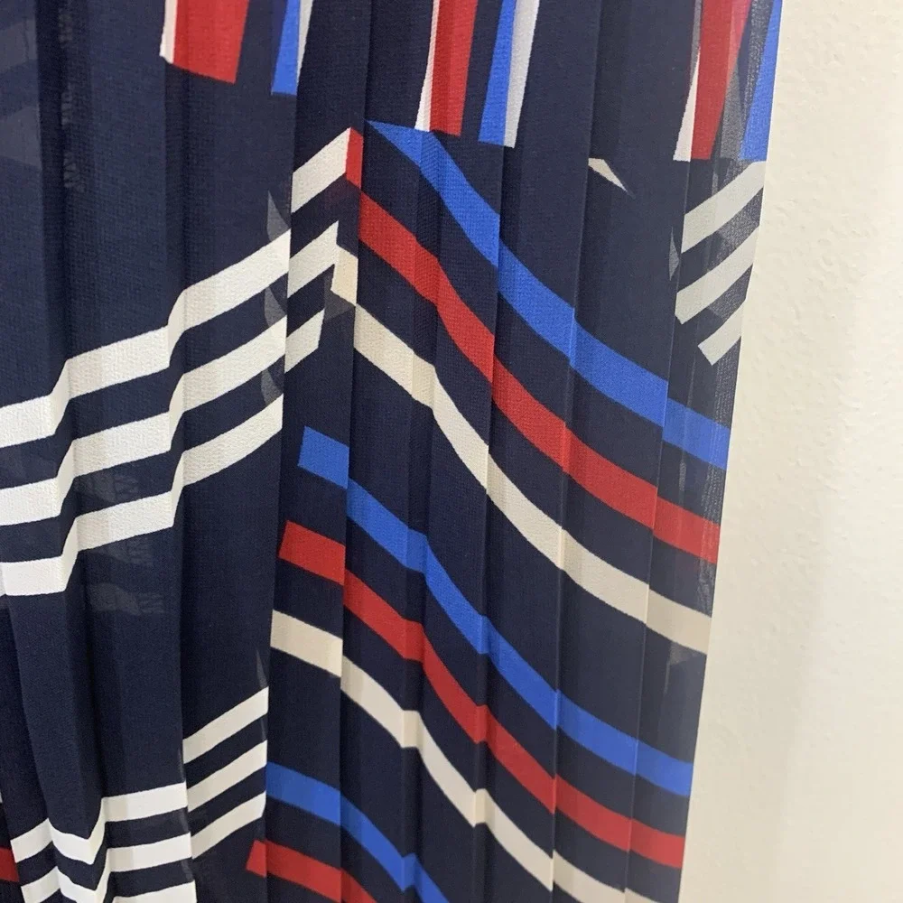 Roz Ali Pleated Midi Skirt Pull On 2X A Line‎ Full Abstract Colorful Business